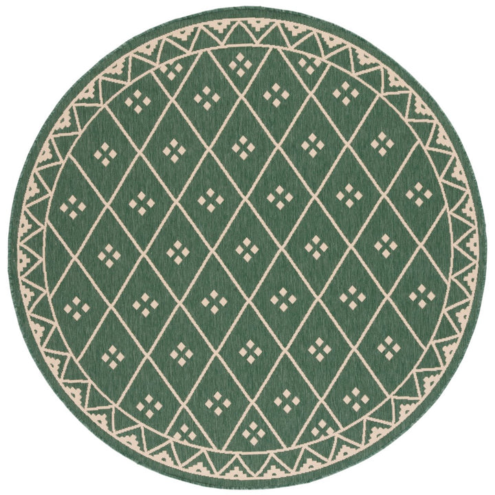 SAFAVIEH Outdoor CY6303-323 Courtyard Dark Green / Beige Rug Image 1