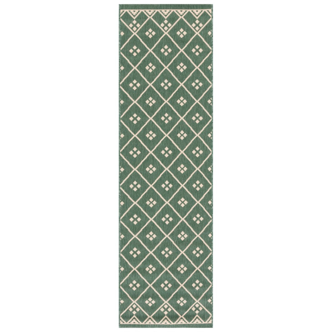 SAFAVIEH Outdoor CY6303-323 Courtyard Dark Green / Beige Rug Image 1