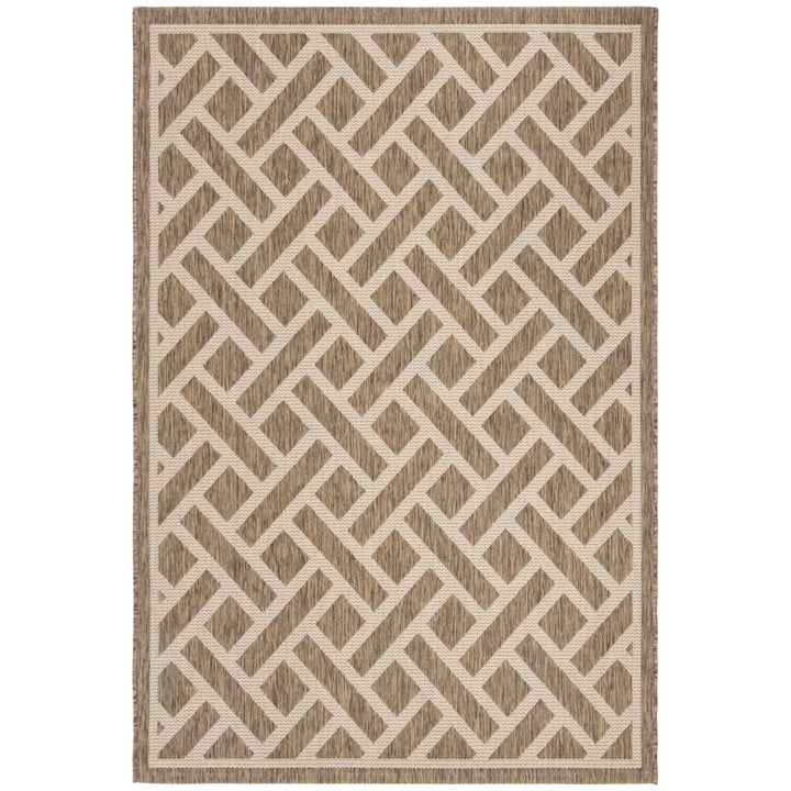 SAFAVIEH Outdoor CY6306-232 Courtyard Brown / Light Beige Rug Image 1