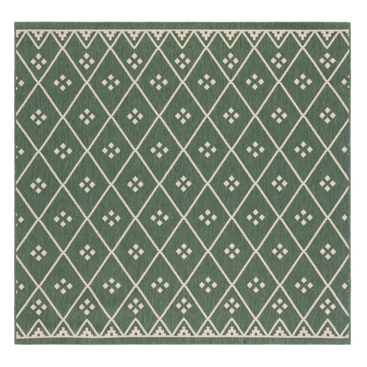 SAFAVIEH Outdoor CY6303-323 Courtyard Dark Green / Beige Rug Image 1