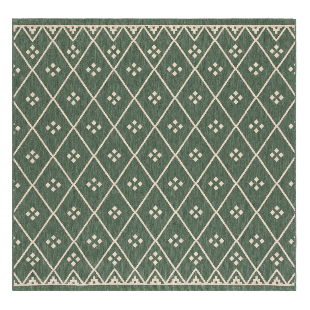 SAFAVIEH Outdoor CY6303-323 Courtyard Dark Green / Beige Rug Image 1