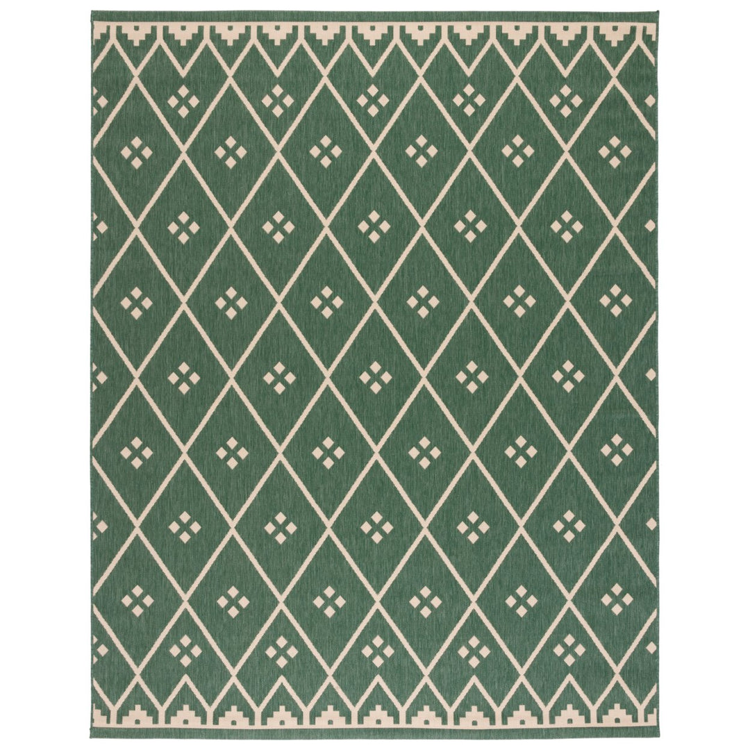 SAFAVIEH Outdoor CY6303-323 Courtyard Dark Green / Beige Rug Image 1