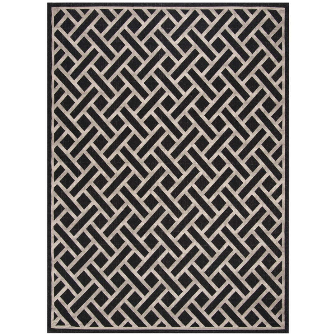 SAFAVIEH Outdoor CY6306-256 Courtyard Black / Light Beige Rug Image 1