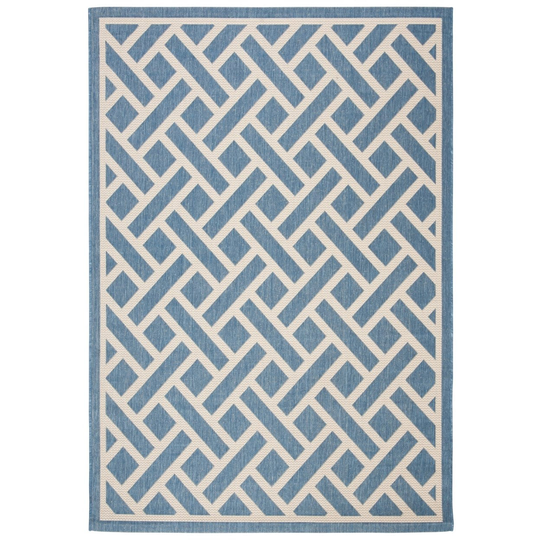 SAFAVIEH Outdoor CY6306-233 Courtyard Blue / Light Beige Rug Image 1