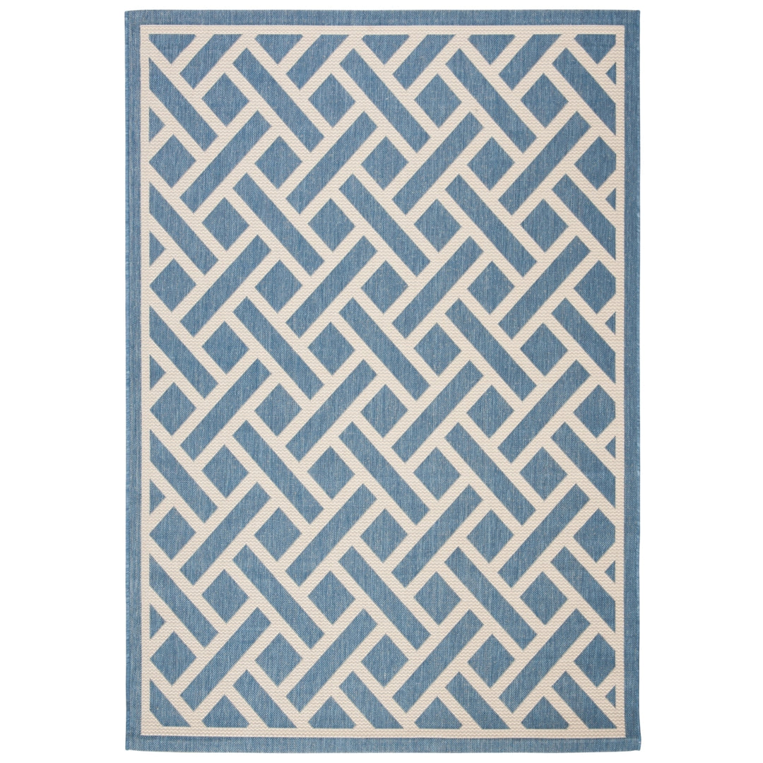 SAFAVIEH Outdoor CY6306-233 Courtyard Blue / Light Beige Rug Image 7