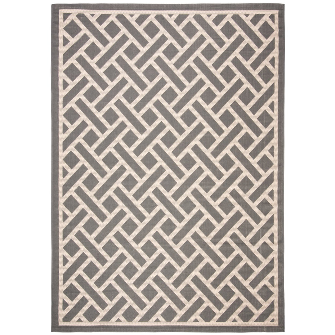 SAFAVIEH Outdoor CY6306-236 Courtyard Anthracite / Lt Beige Rug Image 1