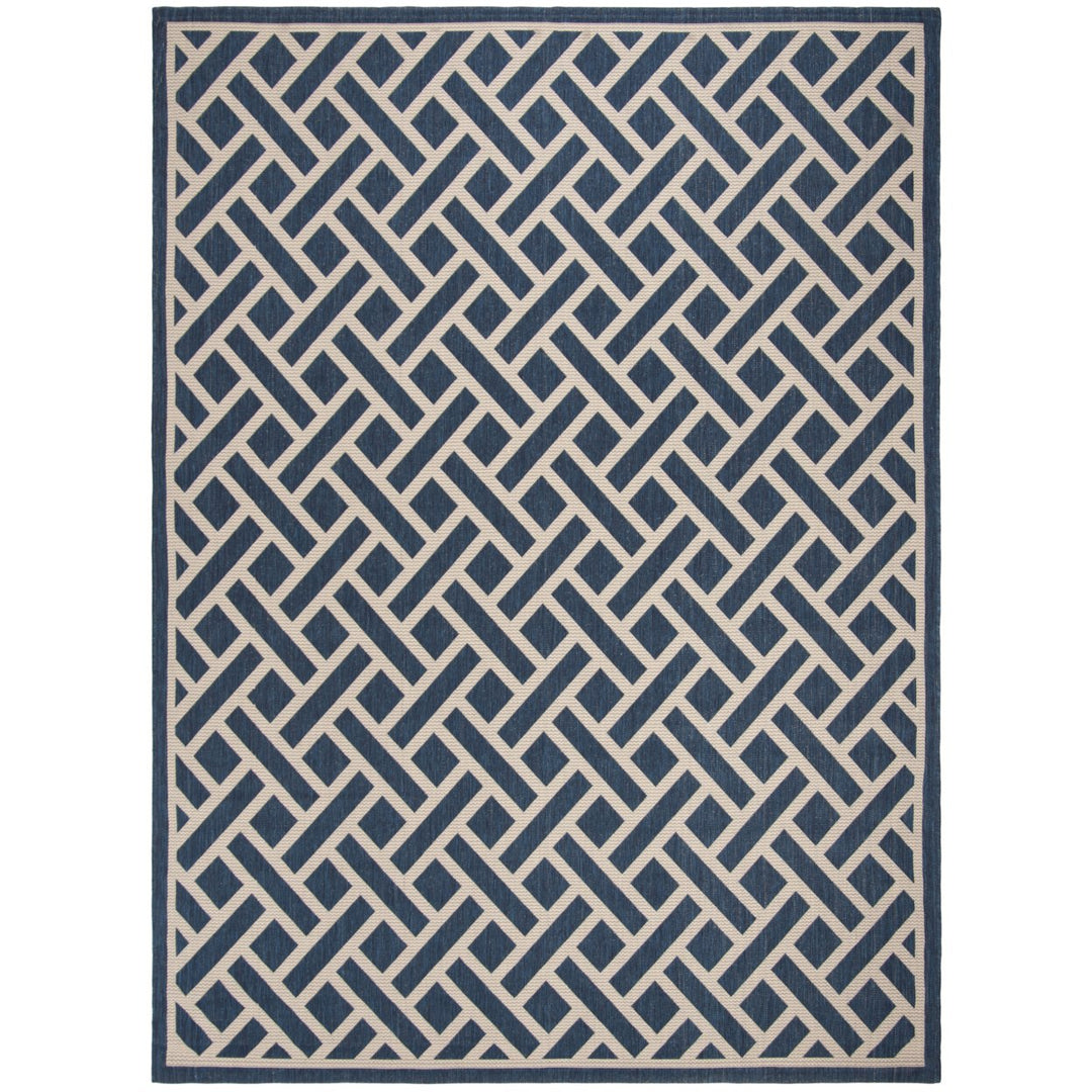 SAFAVIEH Outdoor CY6306-258 Courtyard Navy / Light Beige Rug Image 1