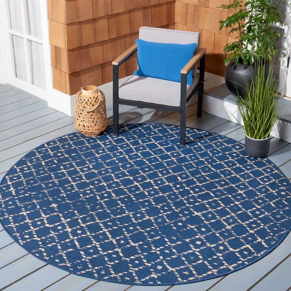 SAFAVIEH Outdoor CY6391-25821 Courtyard Navy / Ivory Rug Image 2