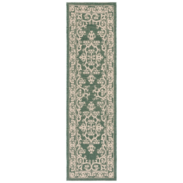 SAFAVIEH Outdoor CY6332-32221 Courtyard Dark Green / Beige Rug Image 1