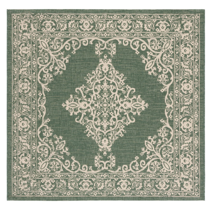 SAFAVIEH Outdoor CY6332-32221 Courtyard Dark Green / Beige Rug Image 1