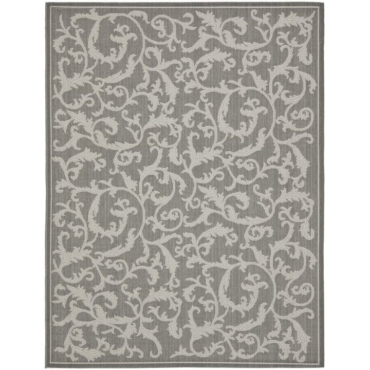 SAFAVIEH Outdoor CY6533-87 Courtyard Anthracite / Lt Grey Rug Image 3