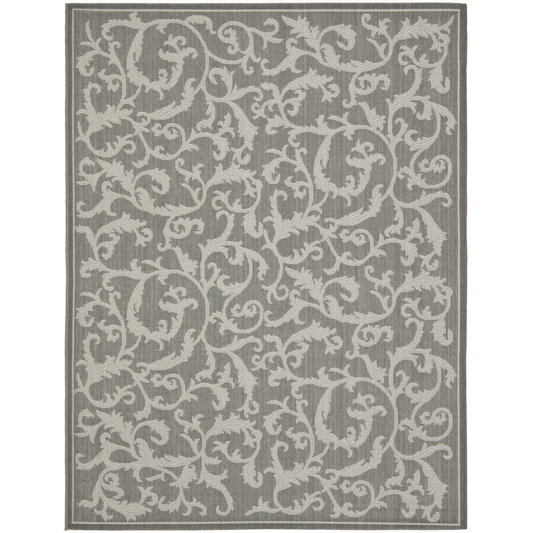 SAFAVIEH Outdoor CY6533-87 Courtyard Anthracite / Lt Grey Rug Image 1