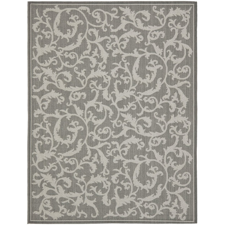 SAFAVIEH Outdoor CY6533-87 Courtyard Anthracite / Lt Grey Rug Image 1