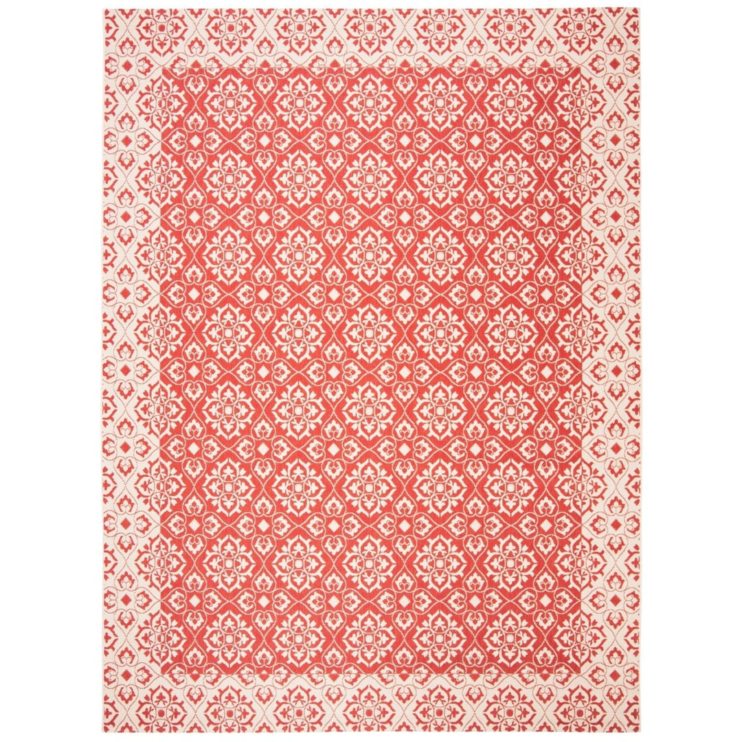 SAFAVIEH Outdoor CY6550-28 Courtyard Collection Red / Creme Rug Image 1