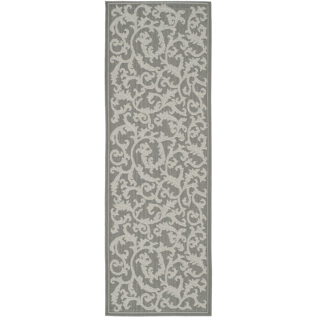 SAFAVIEH Outdoor CY6533-87 Courtyard Anthracite / Lt Grey Rug Image 1