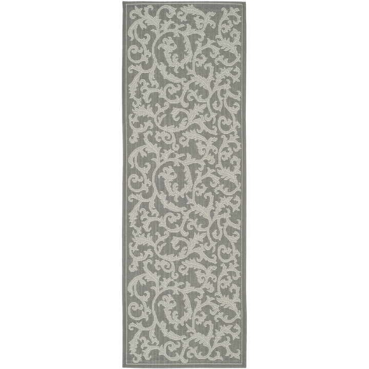 SAFAVIEH Outdoor CY6533-87 Courtyard Anthracite / Lt Grey Rug Image 1