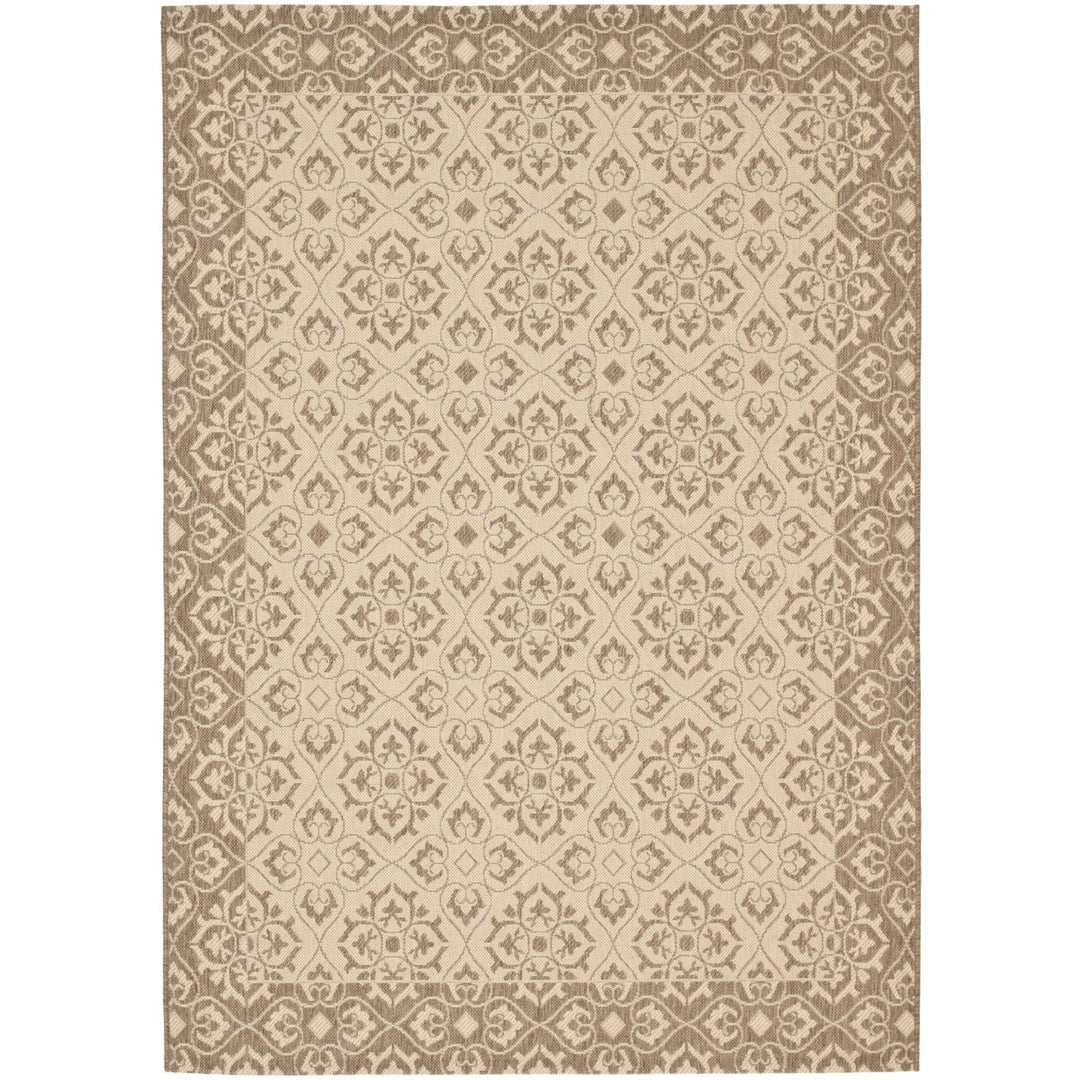 SAFAVIEH Indoor Outdoor CY6550-12 Courtyard Creme / Brown Rug Image 2