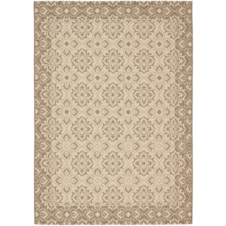 SAFAVIEH Indoor Outdoor CY6550-12 Courtyard Creme / Brown Rug Image 2