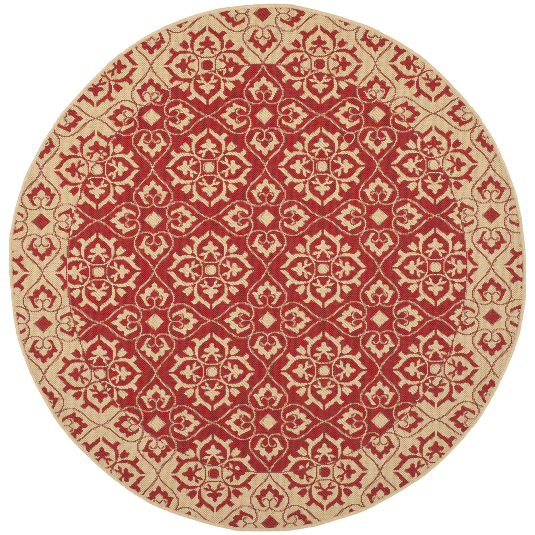 SAFAVIEH Outdoor CY6550-28 Courtyard Collection Red / Creme Rug Image 4