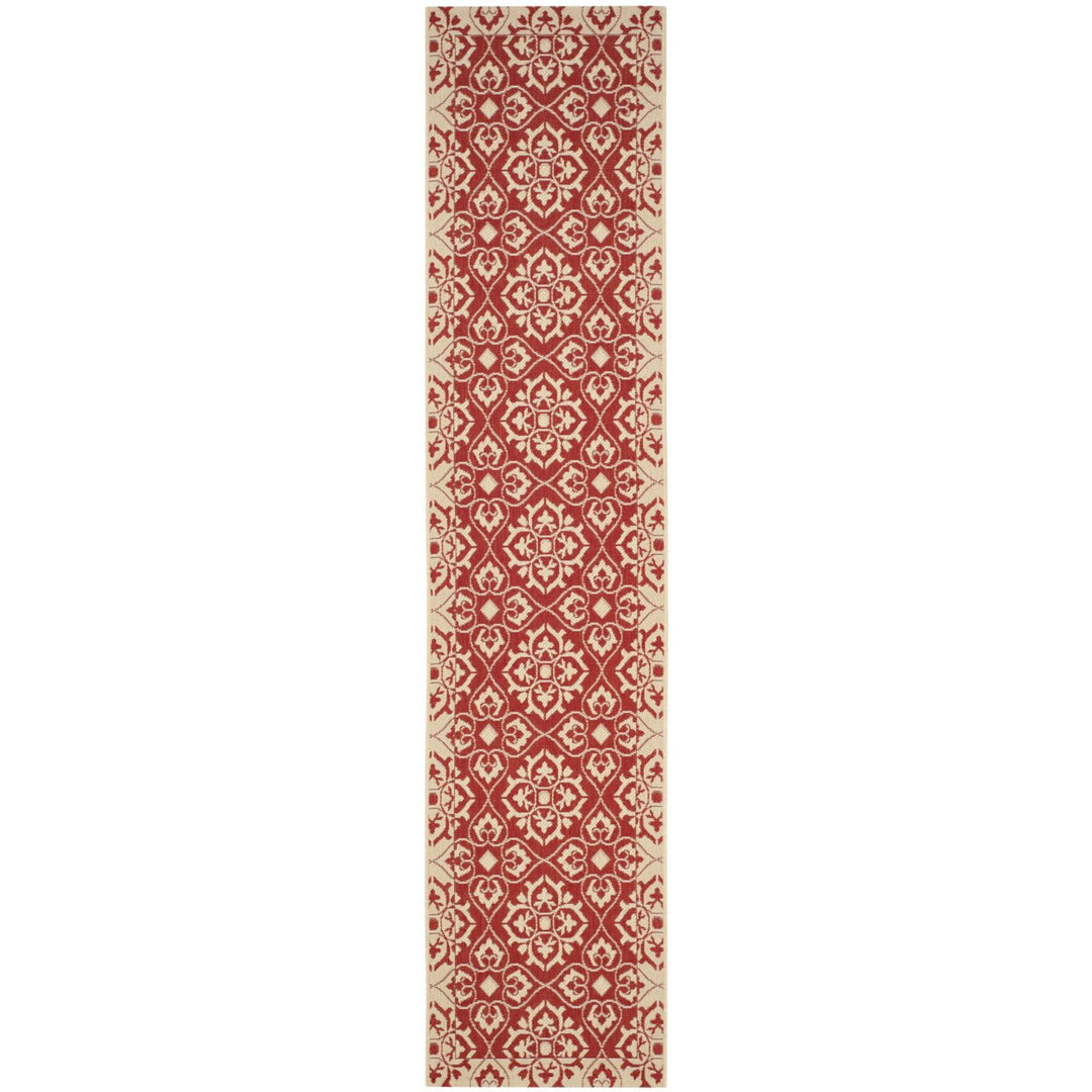 SAFAVIEH Outdoor CY6550-28 Courtyard Collection Red / Creme Rug Image 5