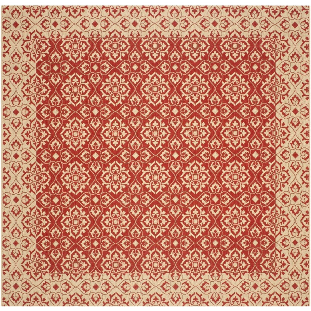 SAFAVIEH Outdoor CY6550-28 Courtyard Collection Red / Creme Rug Image 1