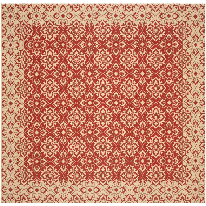 SAFAVIEH Outdoor CY6550-28 Courtyard Collection Red / Creme Rug Image 1