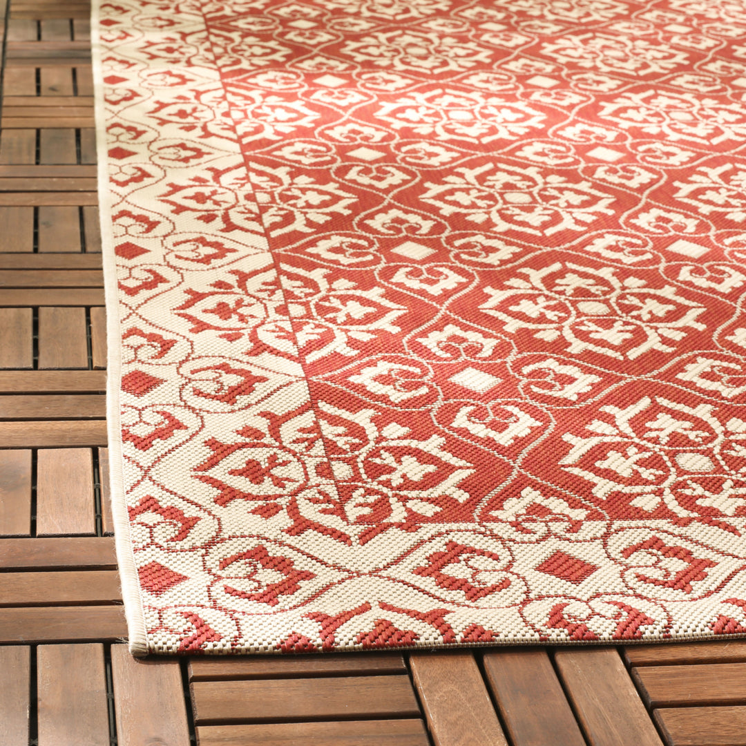 SAFAVIEH Outdoor CY6550-28 Courtyard Collection Red / Creme Rug Image 7