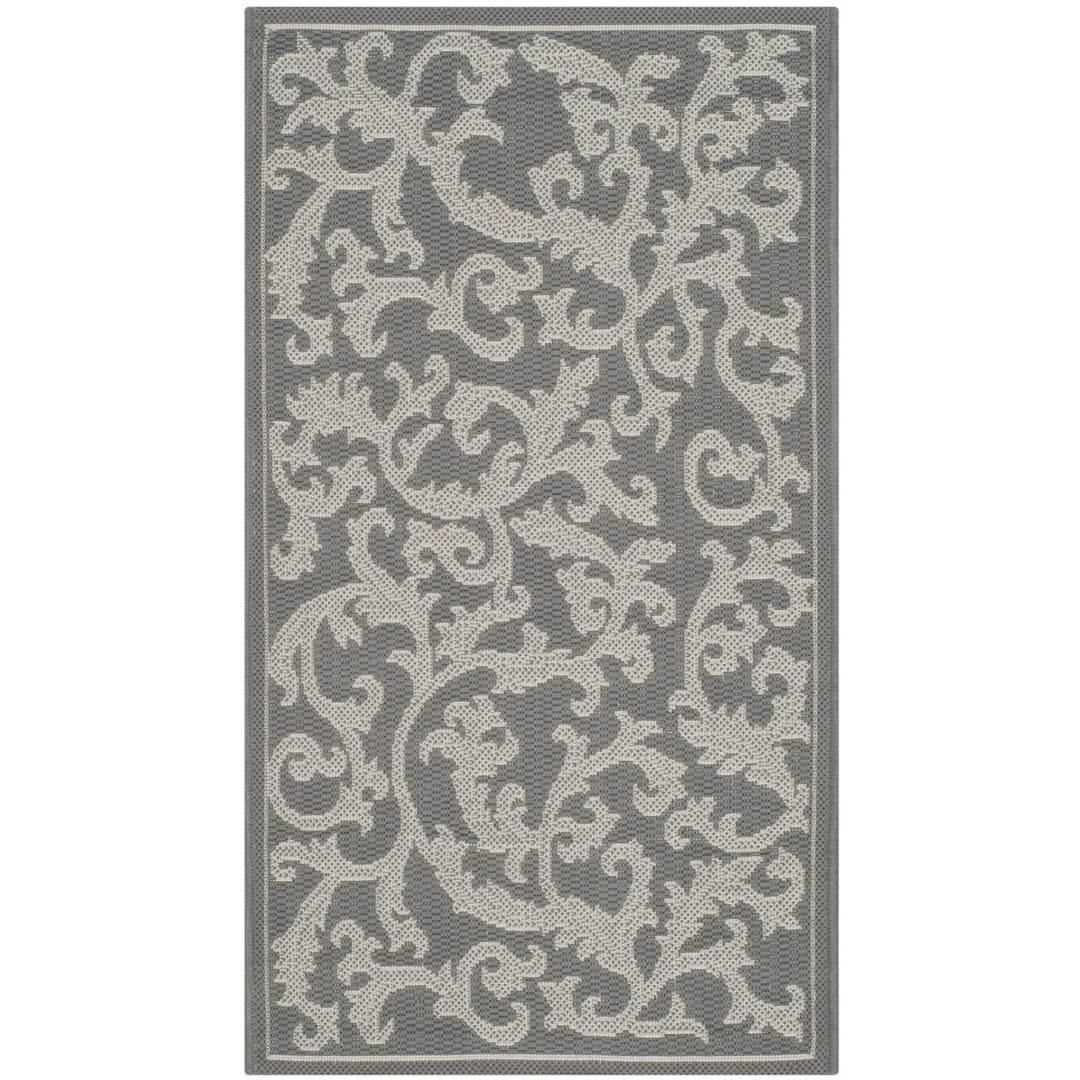 SAFAVIEH Outdoor CY6533-87 Courtyard Anthracite / Lt Grey Rug Image 9