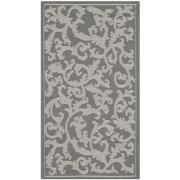 SAFAVIEH Outdoor CY6533-87 Courtyard Anthracite / Lt Grey Rug Image 1