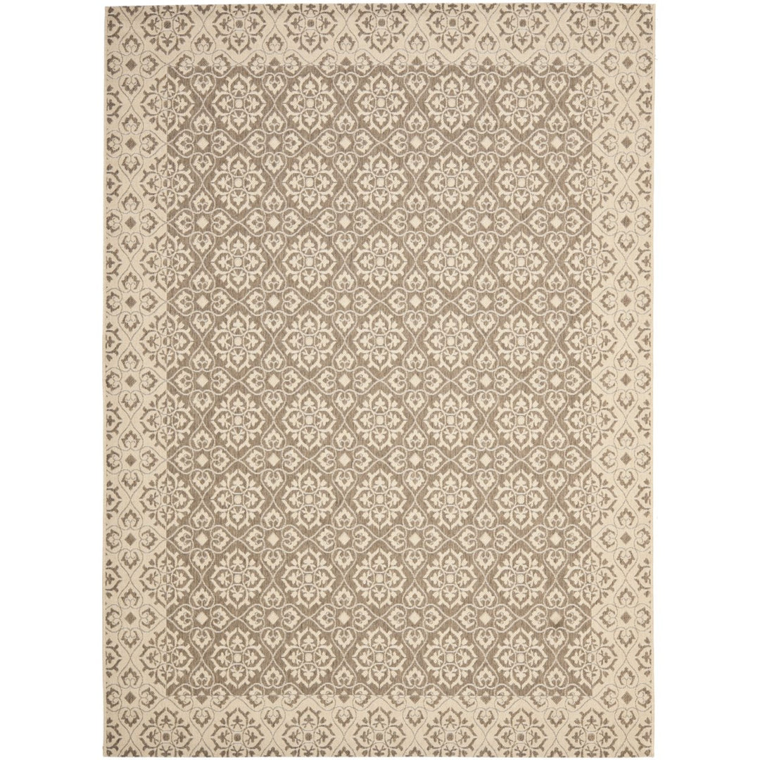 SAFAVIEH Indoor Outdoor CY6550-22 Courtyard Brown / Creme Rug Image 1