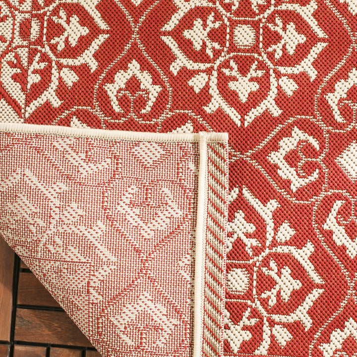 SAFAVIEH Outdoor CY6550-28 Courtyard Collection Red / Creme Rug Image 8