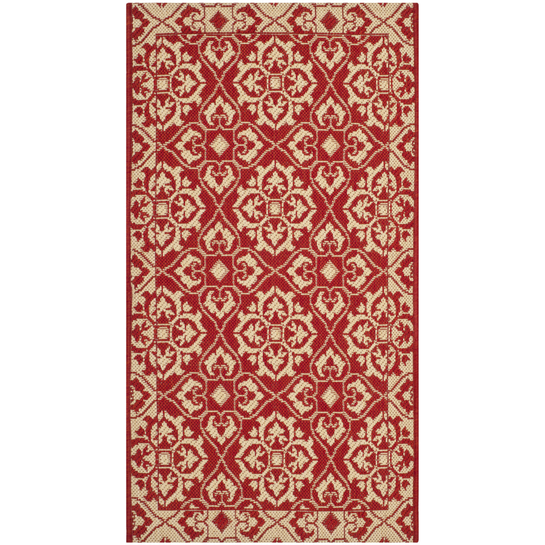 SAFAVIEH Outdoor CY6550-28 Courtyard Collection Red / Creme Rug Image 9