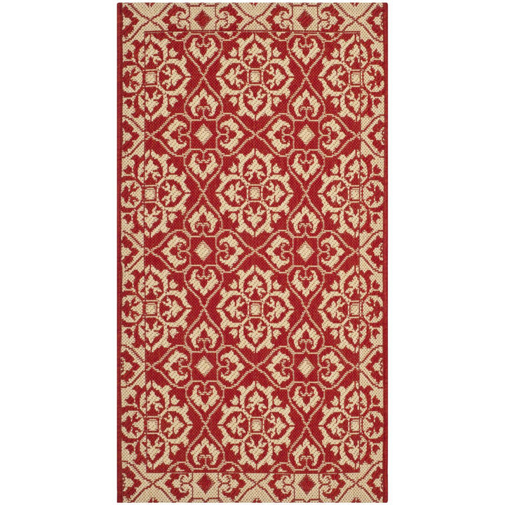 SAFAVIEH Outdoor CY6550-28 Courtyard Collection Red / Creme Rug Image 1