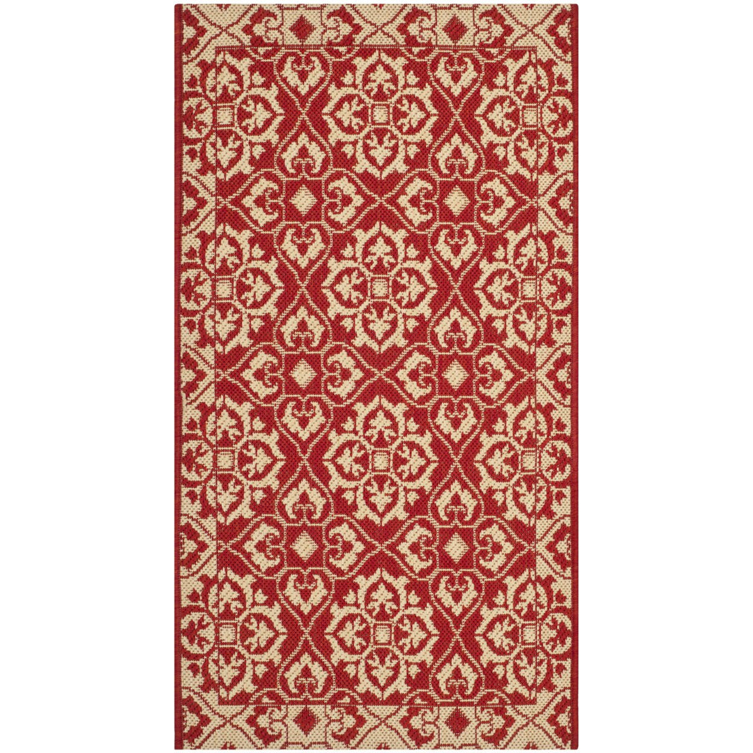 SAFAVIEH Outdoor CY6550-28 Courtyard Collection Red / Creme Rug Image 1