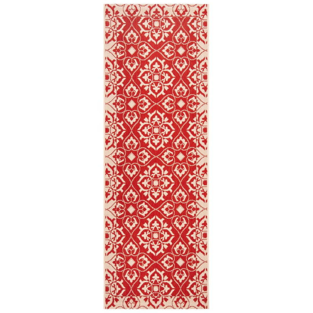 SAFAVIEH Outdoor CY6550-28 Courtyard Collection Red / Creme Rug Image 1