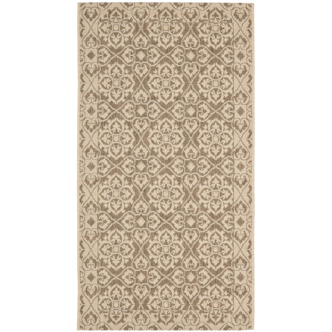 SAFAVIEH Indoor Outdoor CY6550-22 Courtyard Brown / Creme Rug Image 1