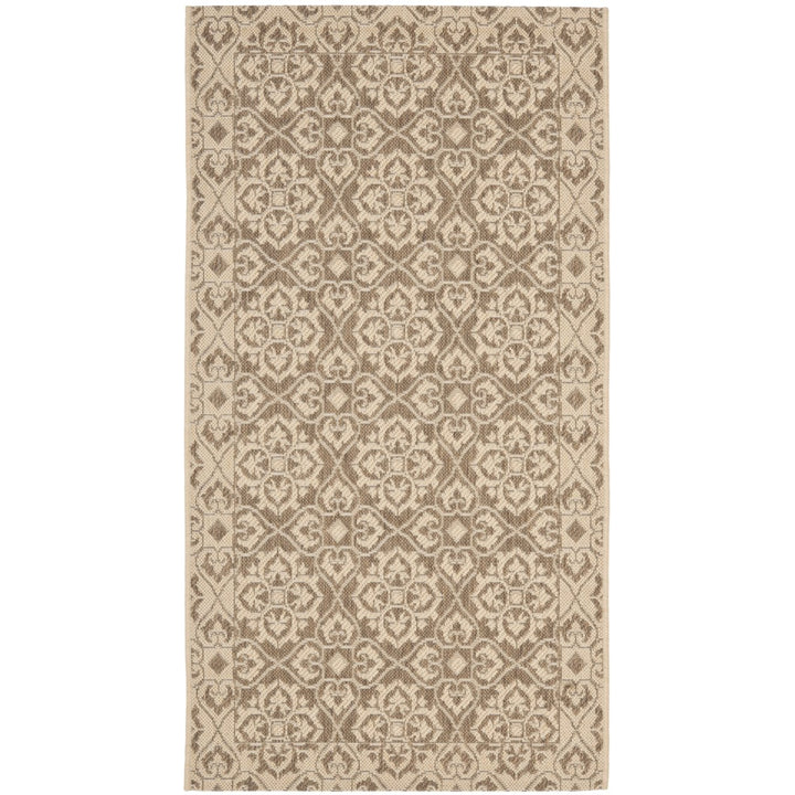 SAFAVIEH Indoor Outdoor CY6550-22 Courtyard Brown / Creme Rug Image 1