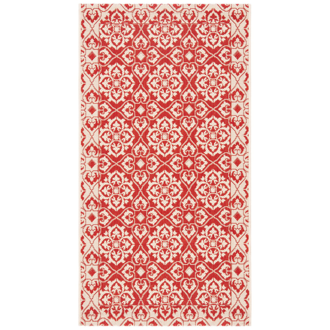 SAFAVIEH Outdoor CY6550-28 Courtyard Collection Red / Creme Rug Image 1