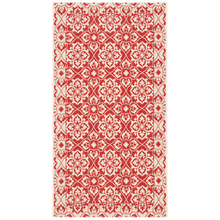 SAFAVIEH Outdoor CY6550-28 Courtyard Collection Red / Creme Rug Image 1