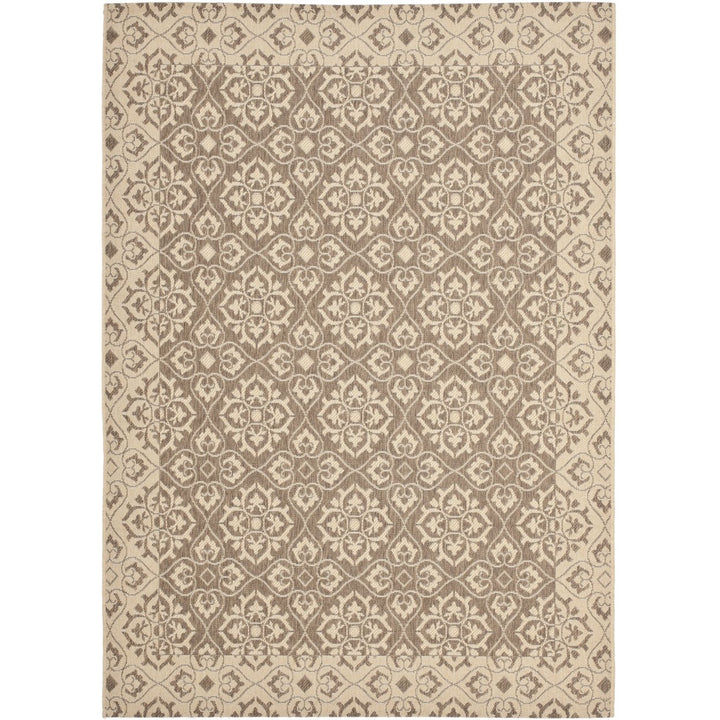 SAFAVIEH Indoor Outdoor CY6550-22 Courtyard Brown / Creme Rug Image 1