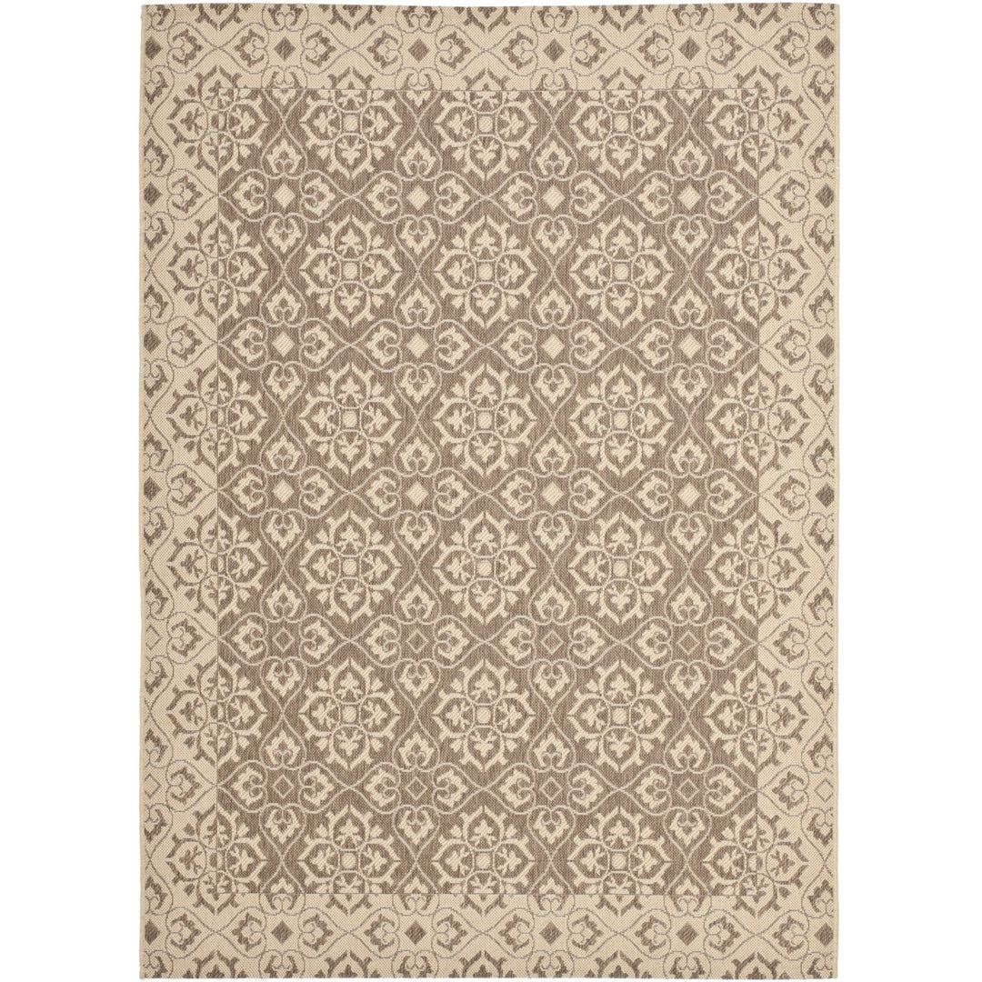 SAFAVIEH Indoor Outdoor CY6550-22 Courtyard Brown / Creme Rug Image 1