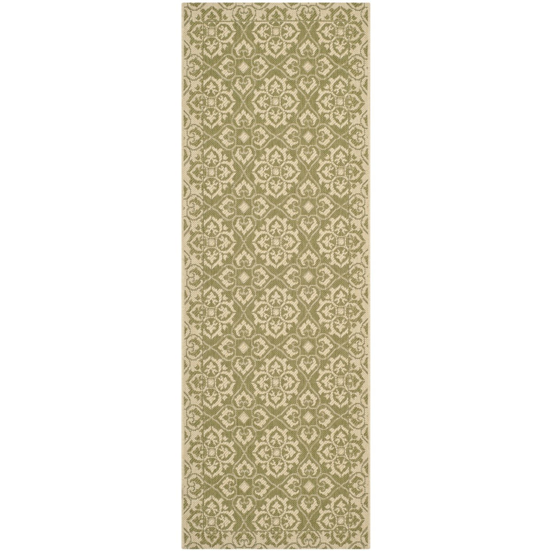 SAFAVIEH Indoor Outdoor CY6550-24 Courtyard Green / Creme Rug Image 1