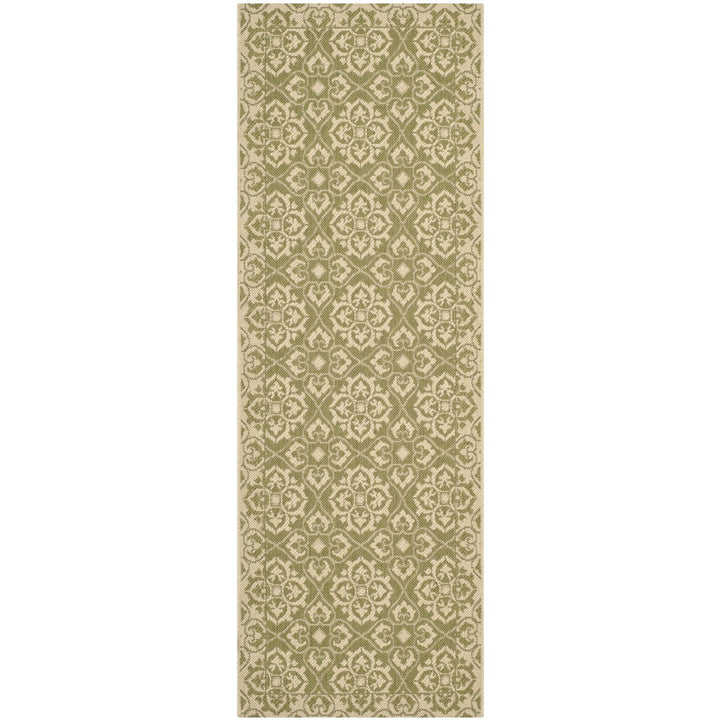 SAFAVIEH Indoor Outdoor CY6550-24 Courtyard Green / Creme Rug Image 1