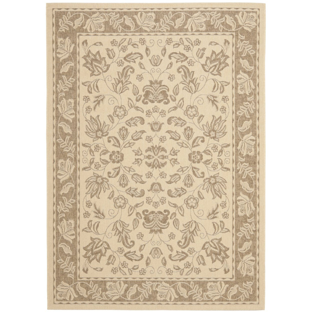 SAFAVIEH Indoor Outdoor CY6555-12 Courtyard Creme / Brown Rug Image 1