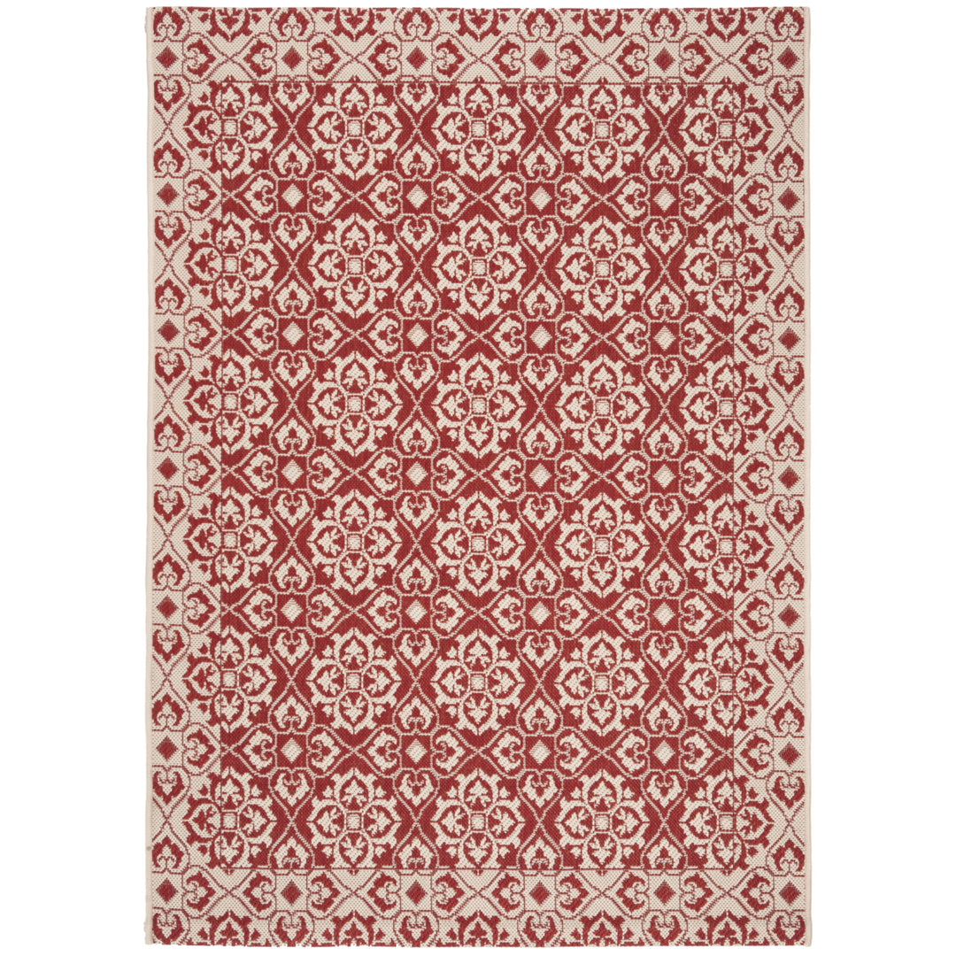 SAFAVIEH Outdoor CY6550-28 Courtyard Collection Red / Creme Rug Image 12