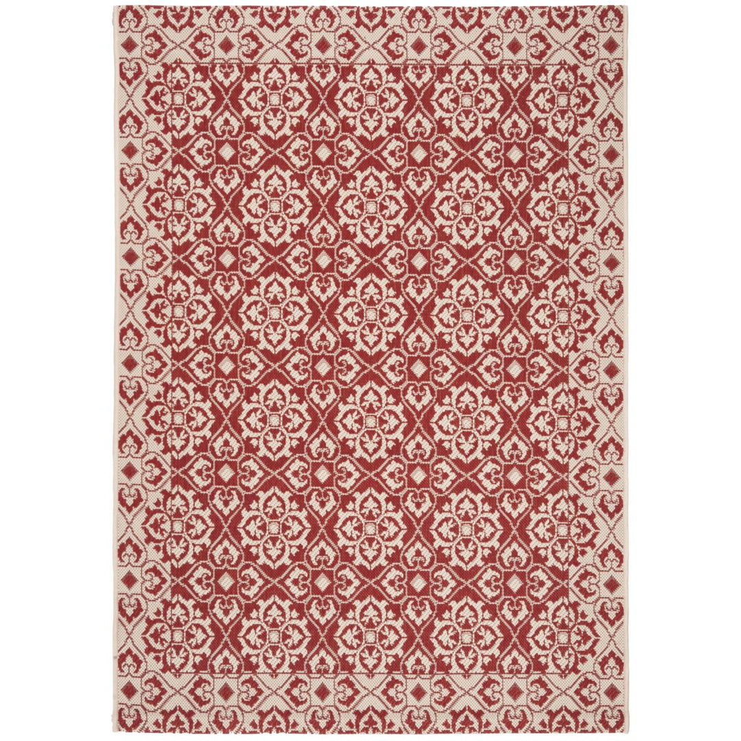 SAFAVIEH Outdoor CY6550-28 Courtyard Collection Red / Creme Rug Image 1