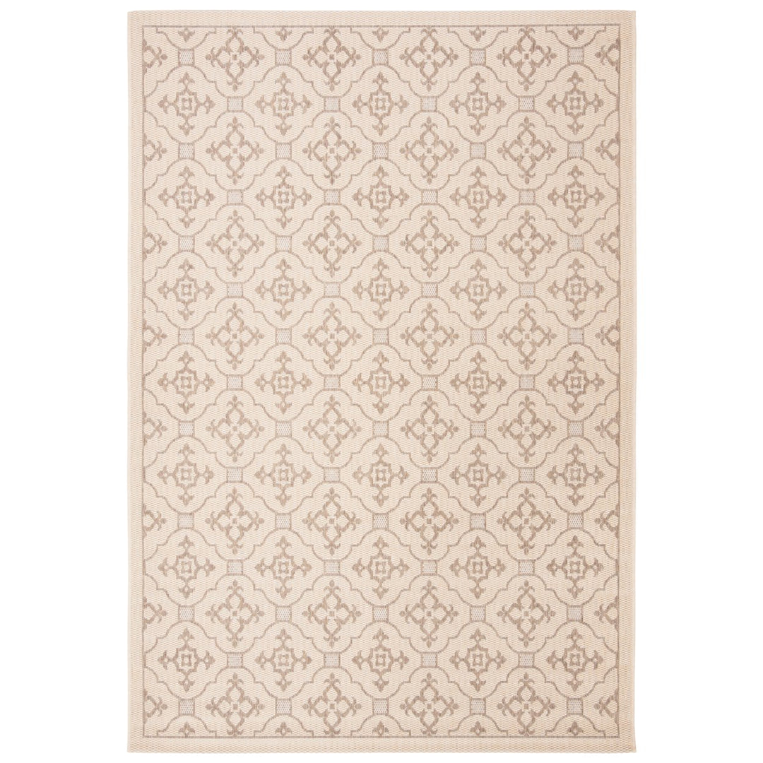 SAFAVIEH Indoor Outdoor CY6564-12 Courtyard Creme / Brown Rug Image 1