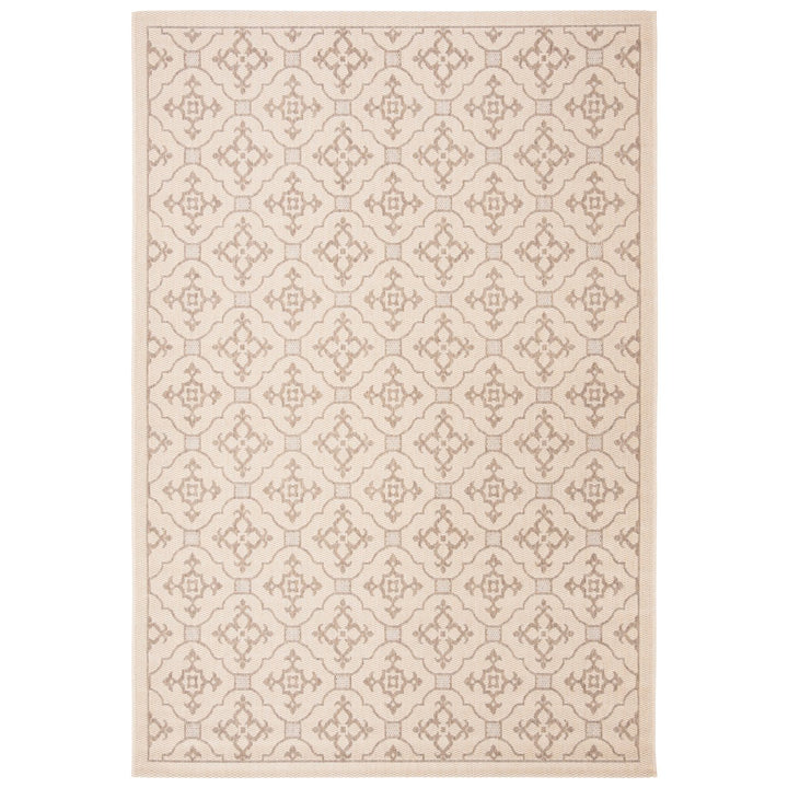 SAFAVIEH Indoor Outdoor CY6564-12 Courtyard Creme / Brown Rug Image 1