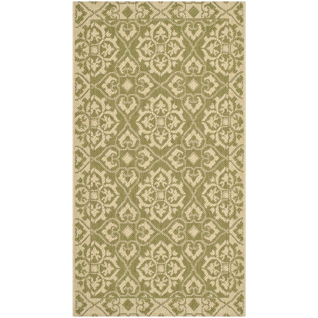 SAFAVIEH Indoor Outdoor CY6550-24 Courtyard Green / Creme Rug Image 1