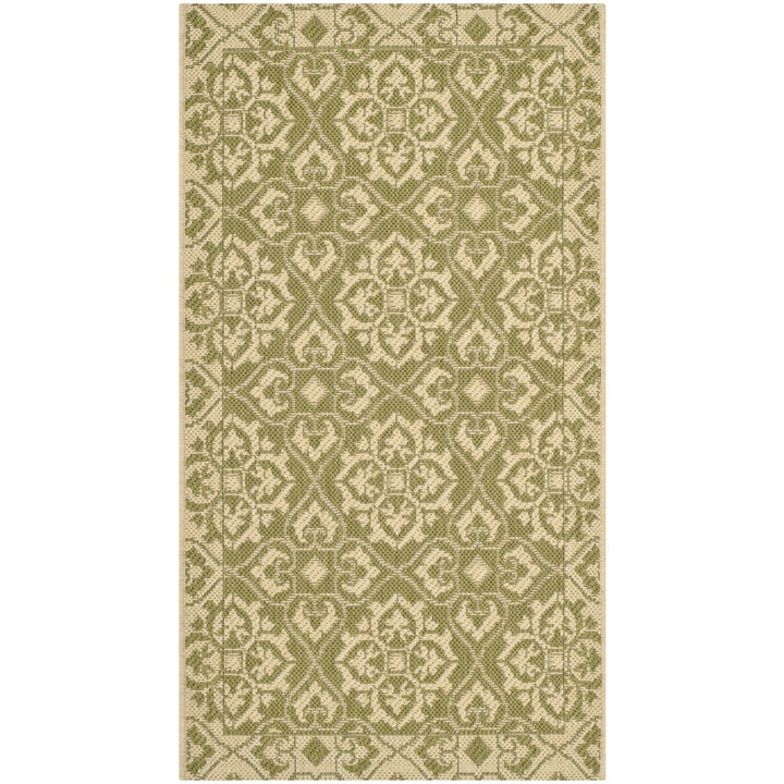 SAFAVIEH Indoor Outdoor CY6550-24 Courtyard Green / Creme Rug Image 1